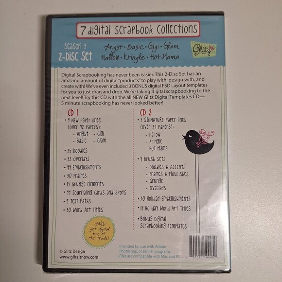 2 New Glitz Design Digital Scrapbook CD Sets & a Free Creating Keepsakes DVD Lot - Picture 6 of 9